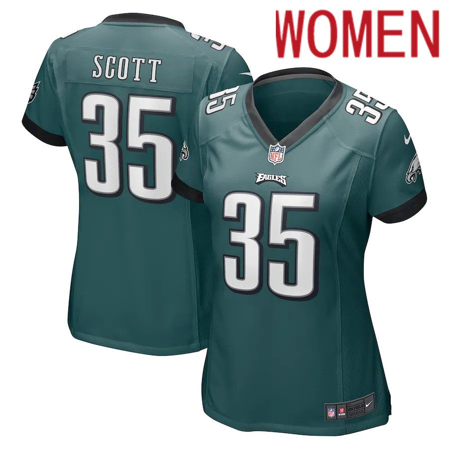 Women Philadelphia Eagles 35 Boston Scott Nike Midnight Green Game NFL Jersey